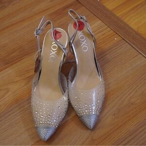 BRAND NEW XOXO Women's Silver Studded Heels
